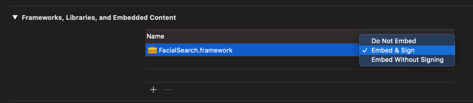 xcode embed framework
